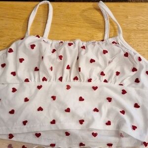 Spaghetti Strap Hearts Crop Top - Large